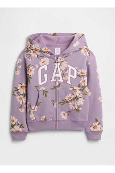 GAP Kids KIZ ÇOCUK GAP LOGO ÇİÇEKLİ FERMUARLI SWEATSHIRT