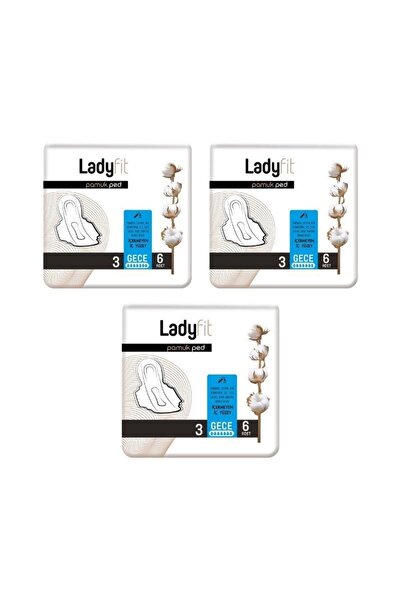 Lady لاديفيت - وسادة نسائية قطنية قياسية ليلية 6 قطع - 3 عبوات