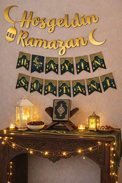 Parti dolabı Ramazan Süsleme Seti Işıklı Hoşgeldin Ramazan Yazı Dini Islami R...