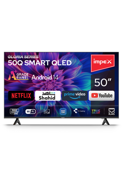 İMPEX تلفزيون Gloria50Q الذكي بنظام أندرويد QLED مقاس 50 بوصة (أندرويد 14، بد...