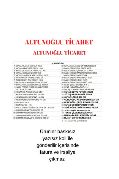 hahline herşey Ramazan kolisi erzak paketi kahvaltılık sahur paketi mega koli 45 parça ürün