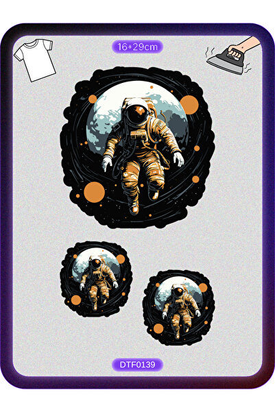 DYENOTE Space Uzay Astronot Astronaut Kumaş Aplike Yama Ütü Ile Yapışan Trans...