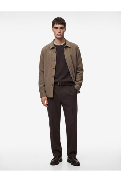 Koton Regular Fit Klasik Yaka Uzun Kollu Kaşe Gömlek