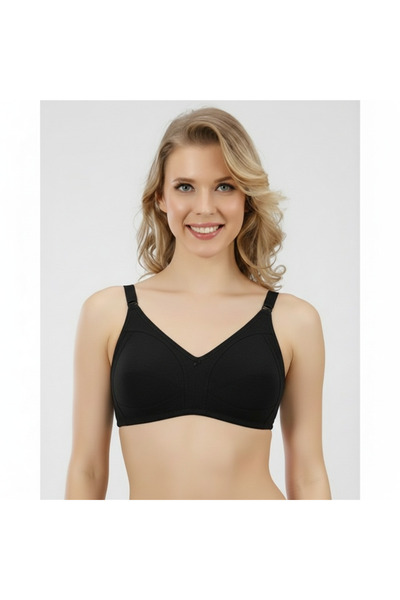 Liza Women's Black Color Combed Cotton Wire-Free Non-Padded Gathering Bra Single