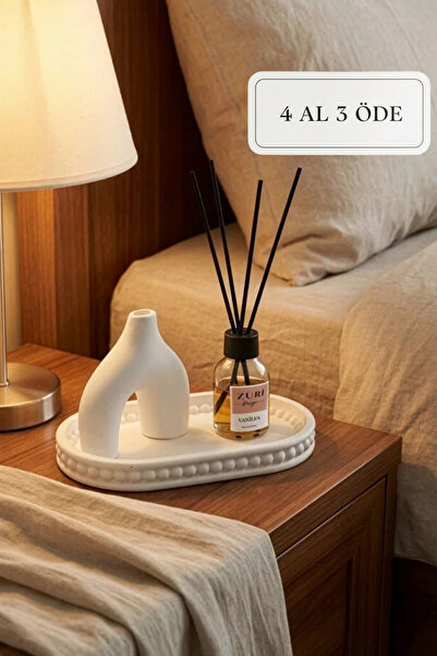 ZURİ DESİGN Bohem Beton Geometrik Biblo ve 50 ml Vanilya Oda Kokusu Dekoratif...