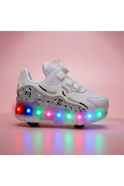 BURUNİ Çocuk Işıklı Paten Ayakkabı -Tekerli LED'li Spor Ayakkabı - Kız Çocuk/...