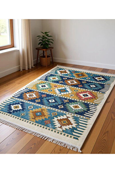 BLGHOME ETNİK DESENLİ MODERN HALI DEKORATİF KİLİM