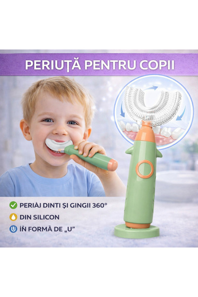 SMARTECH Periuță de dinți pentru copii, formă de U, silicon, 2-6 ani, curățar...
