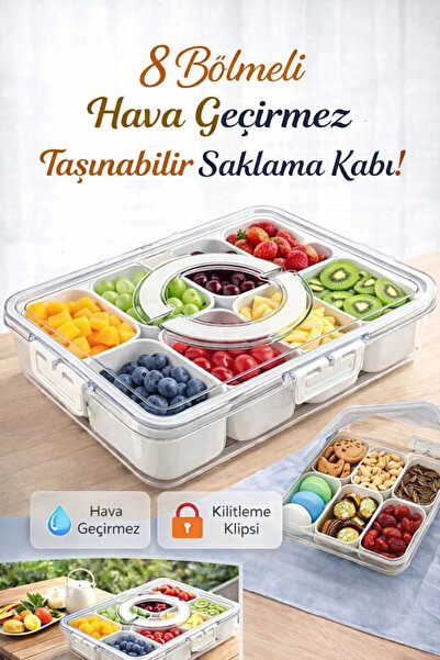 Maridet 8 Bölmeli Hava Geçirmez Kilitli Taşınabilir Saklama Kabı | Kahvaltılı...
