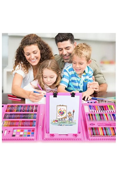 tajmodi 208 Parça Pembe/Mavi Çocuk Sanat ve Resim Seti – Katlanabilir Çantalı...
