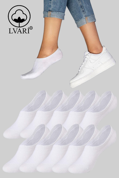 Lvari Unisex Pamuklu Beyaz Görünmez Sneaker Çorap 12’li – Kadın Erkek Terletmez