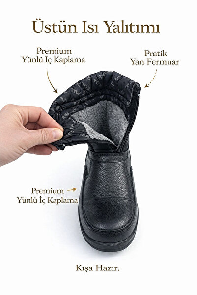 Liarca Erkek Kar Botu – İçi Yünlü, Fermuarlı, Suya Dayanıklı, Kışlık Outdoor