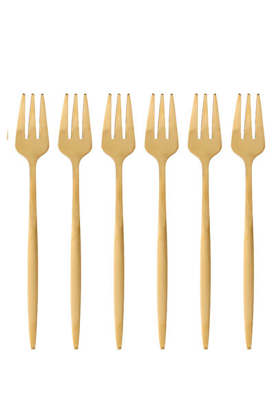Kitchen Design Lab Gold Limon Ve Fondü Çatalı, Gold 6'lı  Çatal Takımı 13 Cm