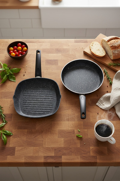 Bernardo Carolin 2 Parça Grill Tava Seti Siyah ( 26 Cm -28 Cm)