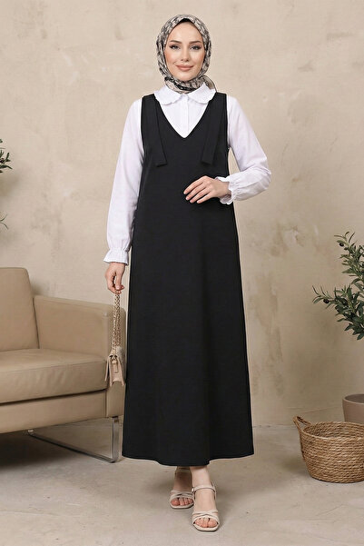 Kirazgym Women's Long Hijab with Tie-Back Shoulders - Black