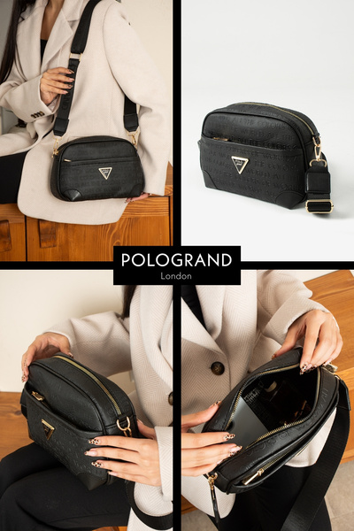POLOGRAND London Original Women's Special Model Luxury Soft Patterned Leather Comfortable Thick Crisscross Straps Stylish Shoulder Bag