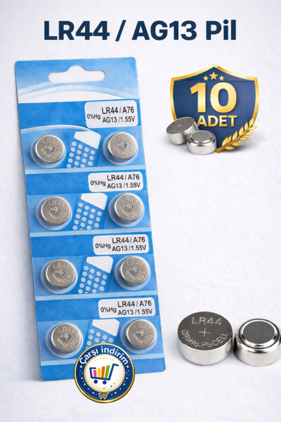 nistabolje 10 Adet AG13/LR44/A76/357A Düğme Pil 1,5 V Saat Lazer Oyuncak Pili...
