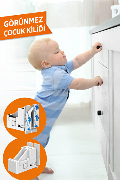 Diobaby Mirobi Baby Safety Lock Set of 8 Hidden Child Locks Cabinet and Drawe...
