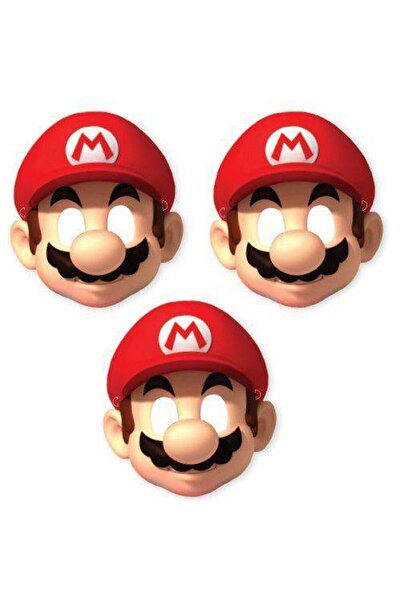 Parti Dükkanım قناع ورقي سوبر ماريو 6 قطع