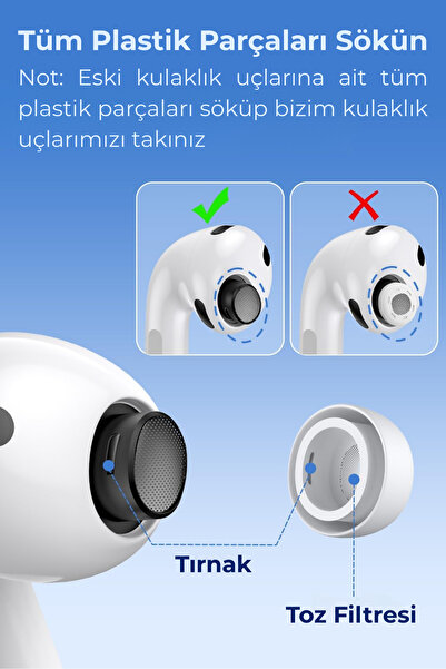 EWEC Pro 3.Nesil Uyumlu Premium Silikon Kulaklık Uçları (XS,S,M) ve 3 in 1 Kulaklık Temizleme Kalemi Seti