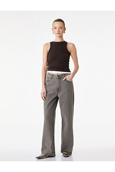 Koton Pantaloni din denim largi, cu croială confortabilă, lavabili, cu buzuna...