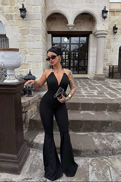 Afitapbutikmoda Ολόσωμη φόρμα με λουράκια στο λαιμό και λεπτομέρεια στη μέση ...