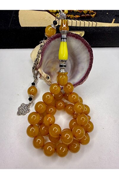 İskenderun Tesbihcilik El Emeği Nakkaş İmame Zar Rengi Çubuk Sıkma Kehribar T...