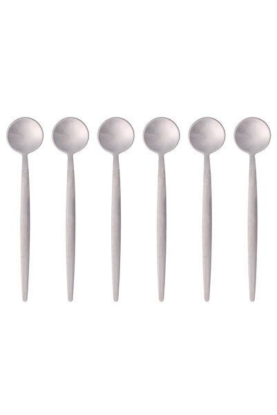 Kitchen Design Lab Gümüş Yuvarlak Çay ve Kahve Kaşığı Seti, Paslanmaz Çelik, ...