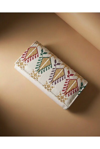 Zaytoon Portofel de mână pentru femei, cu închidere cu capsă, cu broderie col...