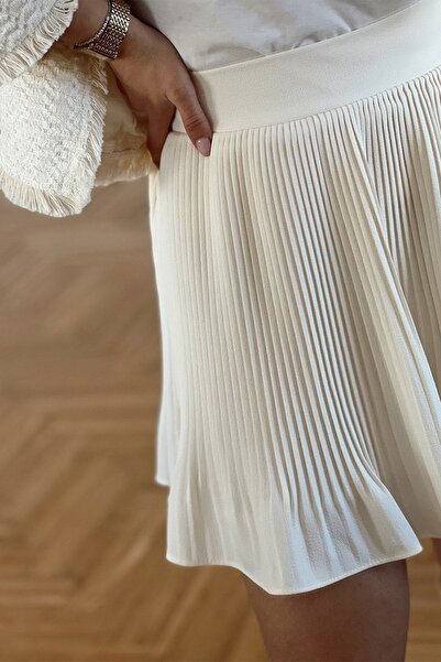 FASHION COCKTAIL Astarı Şortlu Pileli Pliseli Beli Lastikli Ofis Günlük Gecel...