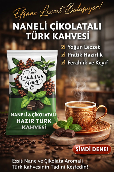 Abdullah Efendi Hazır Türk kahvesi Naneli & Çikolatalı AROMALI 100 gr