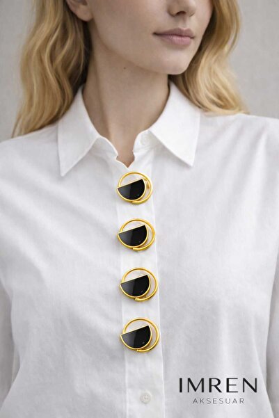 İMREN AKSESUAR Buton din metal placat cu aur emailat negru 3,5 cm 1 pachet 5 ...