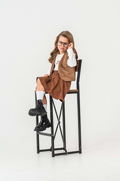 Lolliboomkids Plush Vest, Pleated Mini Skirt, Blouse, Bottom and Top 3-Piece ...