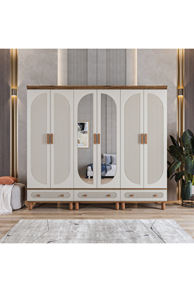 Velmo‏‎ Barrel 6 Kapaklı Aynalı Gardırop