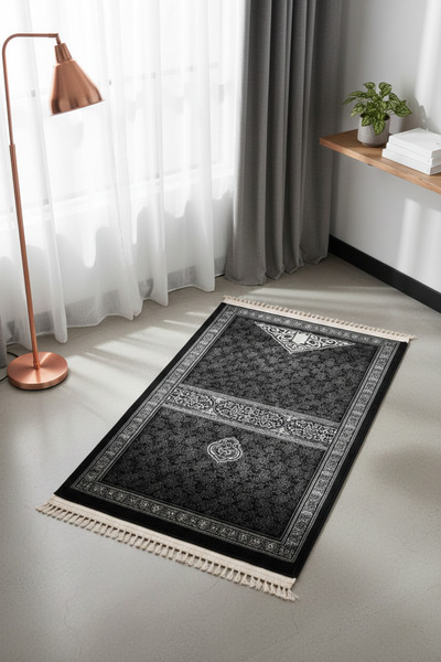 Goat-x سجادة صلاة سوداء بنقوش فضية راقية لخشوع وأناقة دائمة