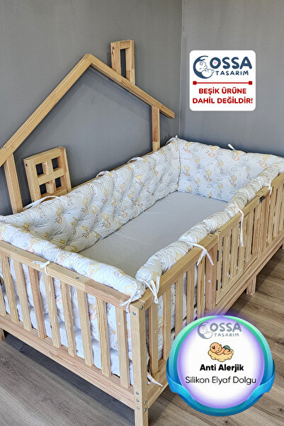 yasetex tasarım Montessori Yatak ve Beşik İçin 4 Kenar Koruma Seti Tavşan Des...
