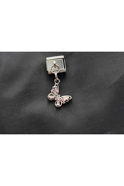 stainless steell kelebekli sallantılı italyan bileklik charm