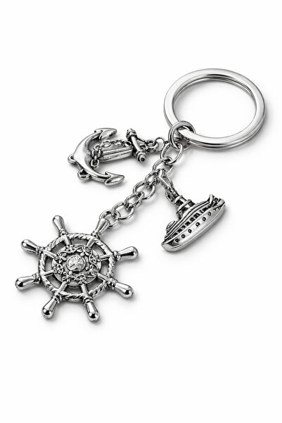 DeNors سلسلة مفاتيح بتصميم سفينة وشراع ومرساة - إكسسوار بحري للملاح والكابتن