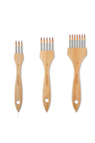 Choice مجموعة فرشاة أسنان متعددة الأسنان جديدة بمقبض خشبي، 3 قطع، رأس دائري، ...