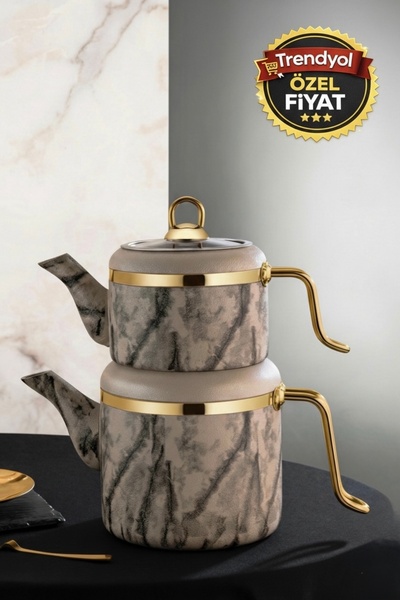 ÖZLİFE Özlife Vigo Golden Aile Boy Granit Çaydanlık Takımı