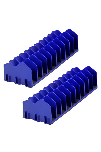 Choice منظم أدوات أزرق مكون من قطعتين (2/1 قطعة) مع 10 فتحات وقاعدة مانعة للا...