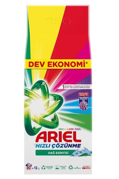Ariel Matik Toz Çamaşır Deterjanı 12KG Parlak Renkler (80 Yıkama)
