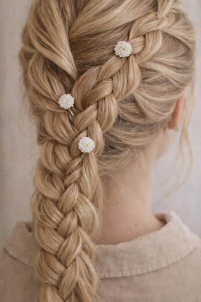 Eva Flore 3 قطع دبوس شعر سلكي بنمط زهرة بيضاء - إكسسوار شعر زفاف صغير، وعد، م...