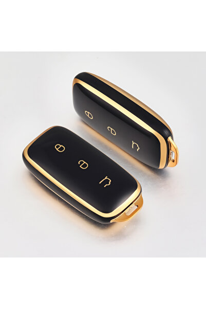 Choice غطاء سلسلة مفاتيح أسود ذهبي لسيارات جيلي EX5 E5 L6 L7 EMI NO.1 بروتون ...
