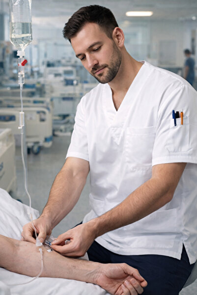 mirach Ανδρικά ρούχα με 4 τσέπες για νοσοκόμες και γιατρούς, μονόπλευρη φόρμα...