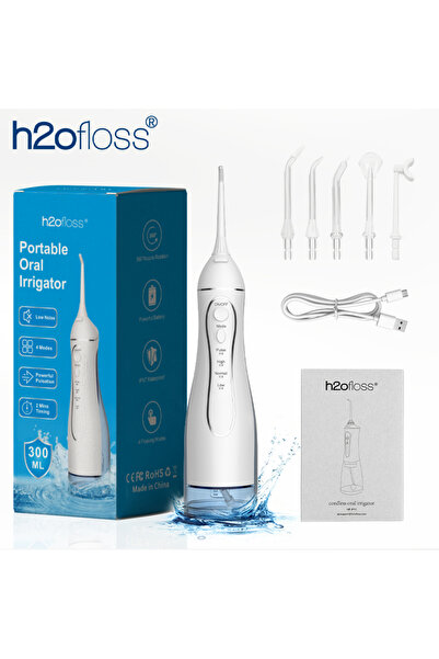 Choice جهاز تنظيف الأسنان بالماء H2ofloss أبيض اللون، سعة 300 مل، يعمل بضغط 1...