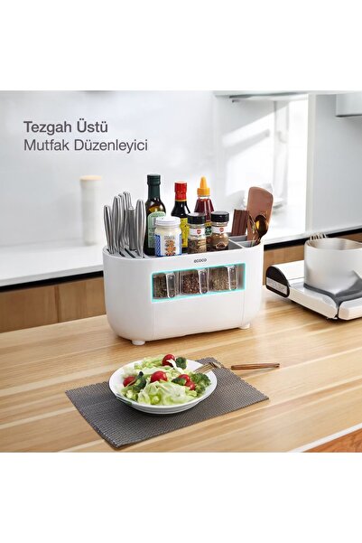 Miecoco منظم المطبخ Ecoco مع حجرة علوية ورف توابل وأدراج