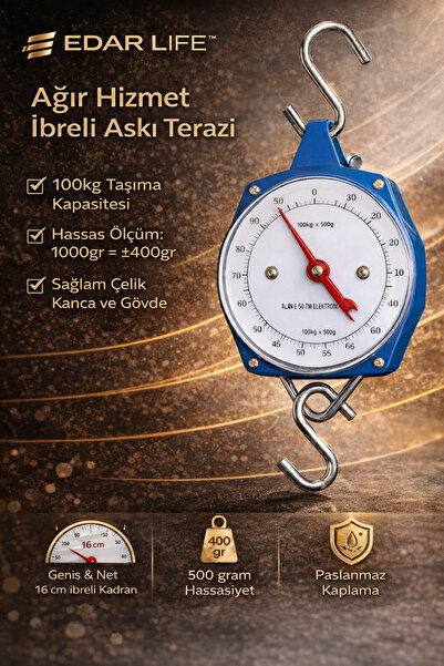 EMG HIRDAVAT İbreli Askı Terazi El Terazisi El Kantarı Analog El Tartısı (100...
