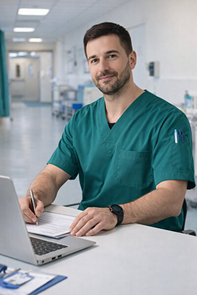 mirach Erkek 4 Cepli Hemşire Ve Doktor Scrubs Tek Üst Üniforma Hastane Cerrahi Forma Rahat Medikal Kıyafet