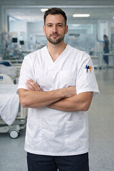 mirach Erkek 4 Cepli Hemşire Ve Doktor Scrubs Tek Üst Üniforma Hastane Cerrahi Forma Rahat Medikal Kıyafet